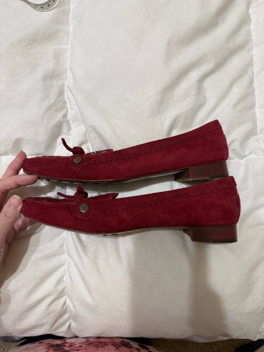 Tod's Burgundy Suede Studded Driving Loafers 10 40 - Picture 9 of 10